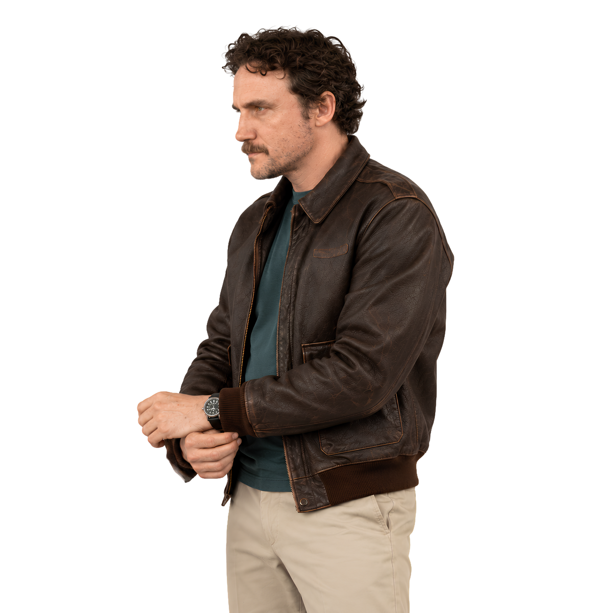 Shop the Lanterns S01 Martin Jordan Brown Leather Jacket