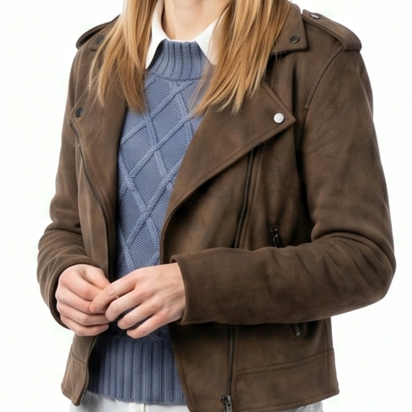 Shoresy Laura Mohr Brown Suede Leather Jacket Order Now