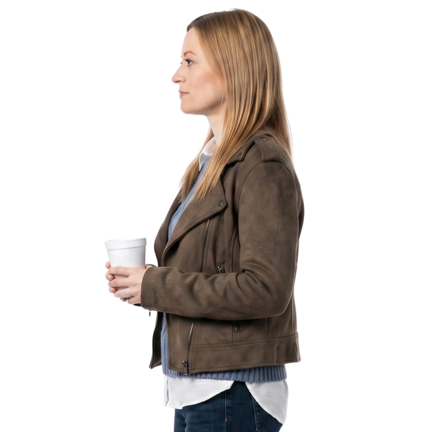Shoresy Laura Mohr Brown Suede Leather Jacket Order Today