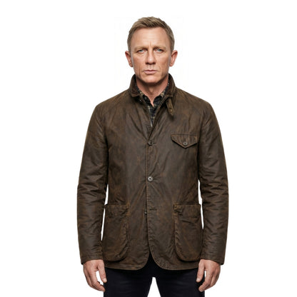 Man wearing a brown jacket on a white background