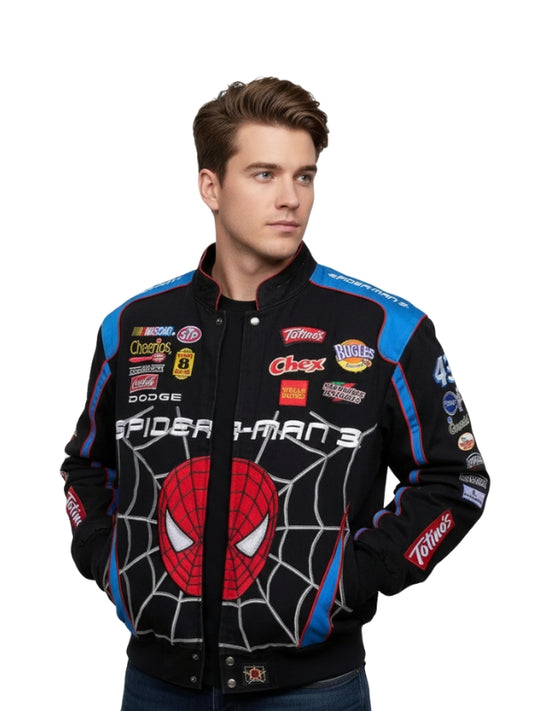 Spider-Man 3 Vintage JH Designs Bobby Lobonte Nascar Printed Jacket