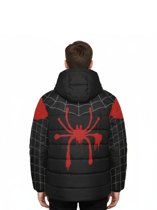 Spider-Man Miles Morales Kids Black and Red Puffer Jacket
