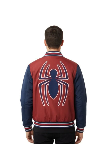 Spiderman Varsity Maroon Jacket with classic varsity design.