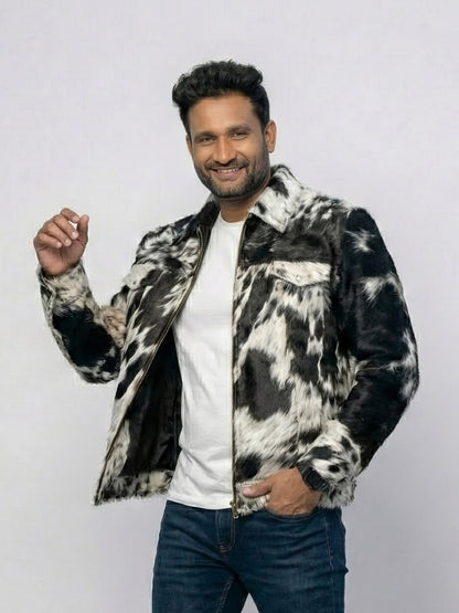 Men’s Multicolor Cowhide Hair-On Pony Skin Jacket