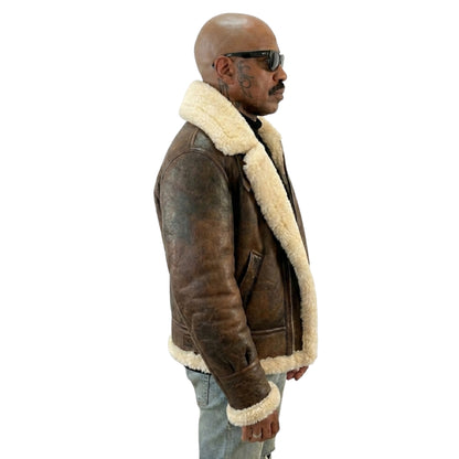 Steve Harvey Brown Shearling Leather Jacket