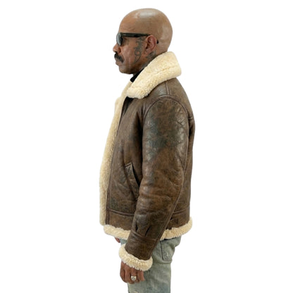 Steve Harvey Fur Collar Shearling Jacket