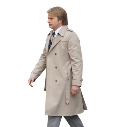The Apprentice Sebastian Stan Beige Cotton Long Coat Live