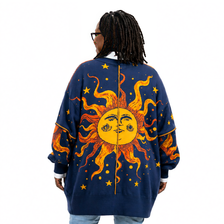 The View 2026 Whoopi Goldberg Golden Hour Navy Blue Oversized Sweater