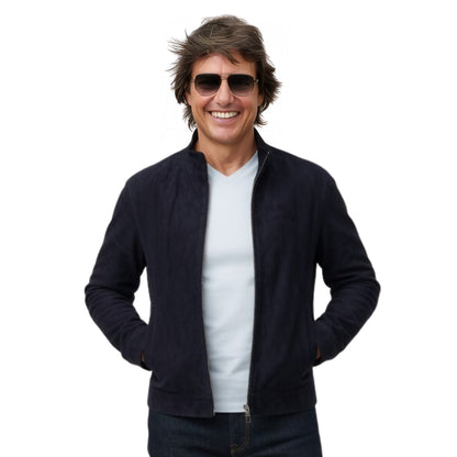 Man wearing a blue jacket 
