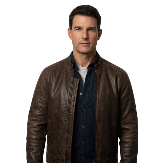 Tom Cruise Jack Reacher Movie Brown Distressed Leather Jacket