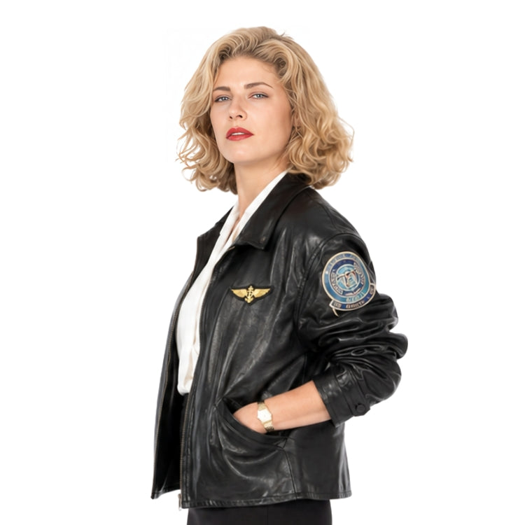 Person wearing black air force jacket 