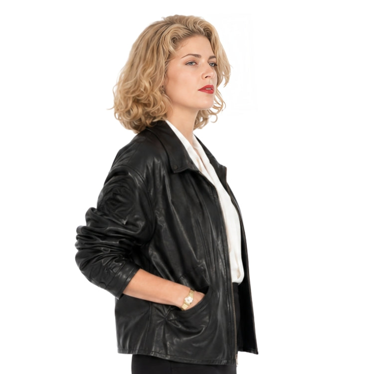 Person Wearing a black jacket on a white background 