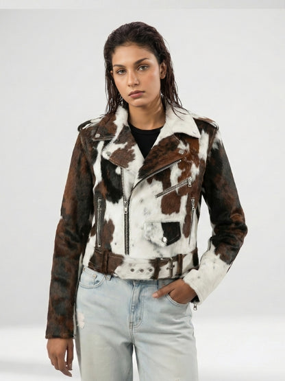 Unisex Cow Hide Hair On Leather Jacket