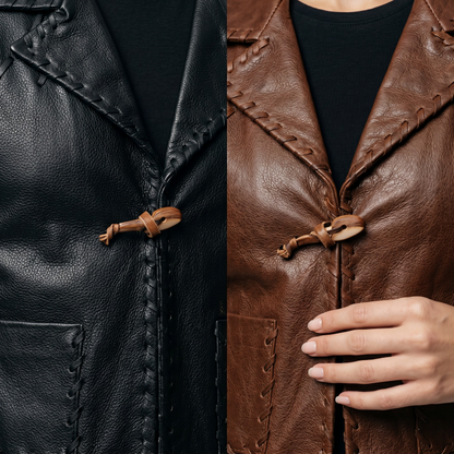 Unisex Leather Whipstitch Vest Buy Now Sale
