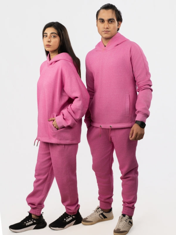Unisex Stylish Pink Fleece Tracksuit