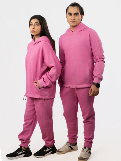 Unisex Stylish Pink Fleece Tracksuit