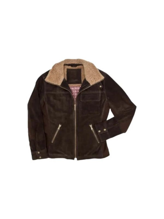 Men's Brown Belfast Real Suede Bomber Leather Jacket