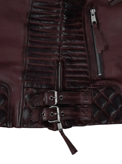 Charlotte Burnt Wine Leather Jacket