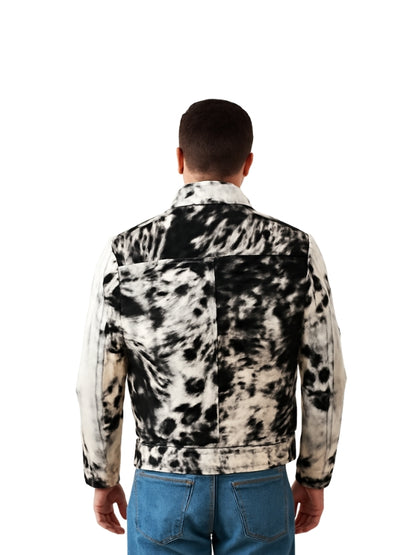 Mens Cow Print Real Hair Fur Jacket