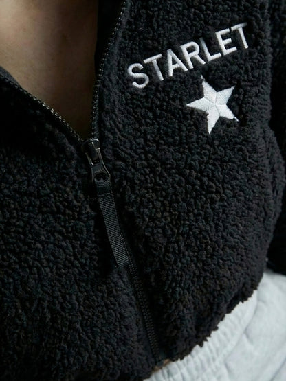 Women's STARLET Floral Crescent Crop Sherpa Hoodie