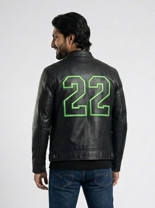 Men's Black Leather Biker Jacket