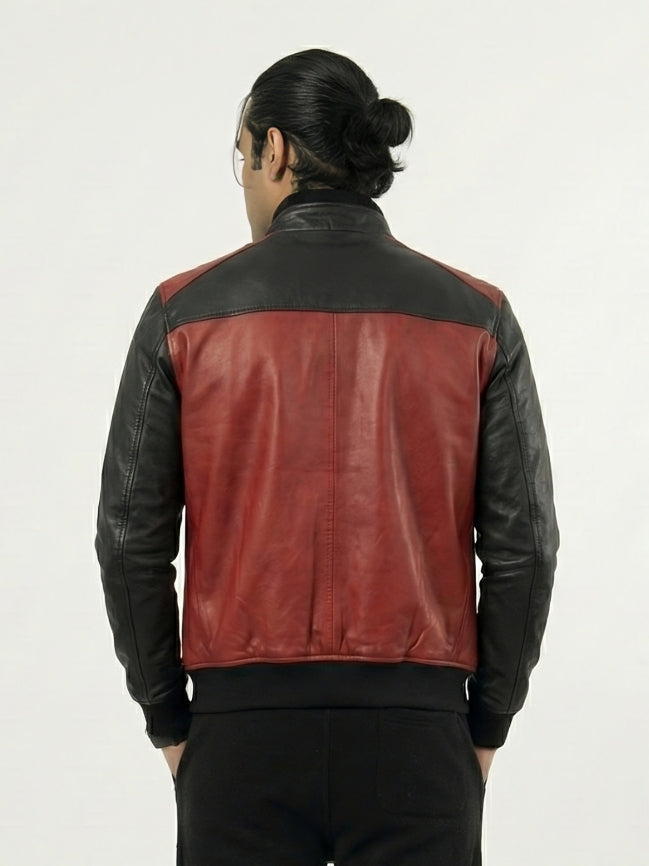 Men’s Two Tone Red and Black Bomber Jacket