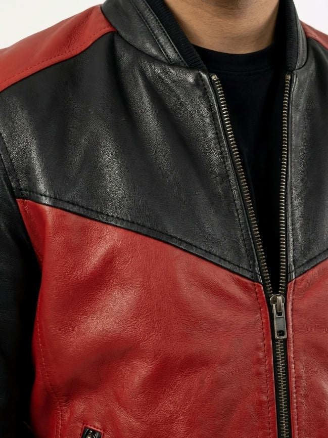 Men’s Two Tone Red and Black Bomber Jacket