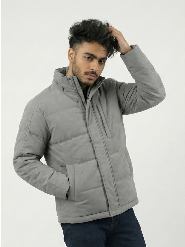 Men's Classic Gray Quilted Puffer Jacket