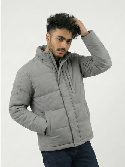 Men's Classic Gray Quilted Puffer Jacket