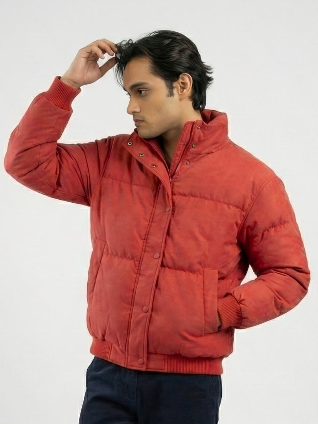 Men's Classic Red Winter Puffer Jacket