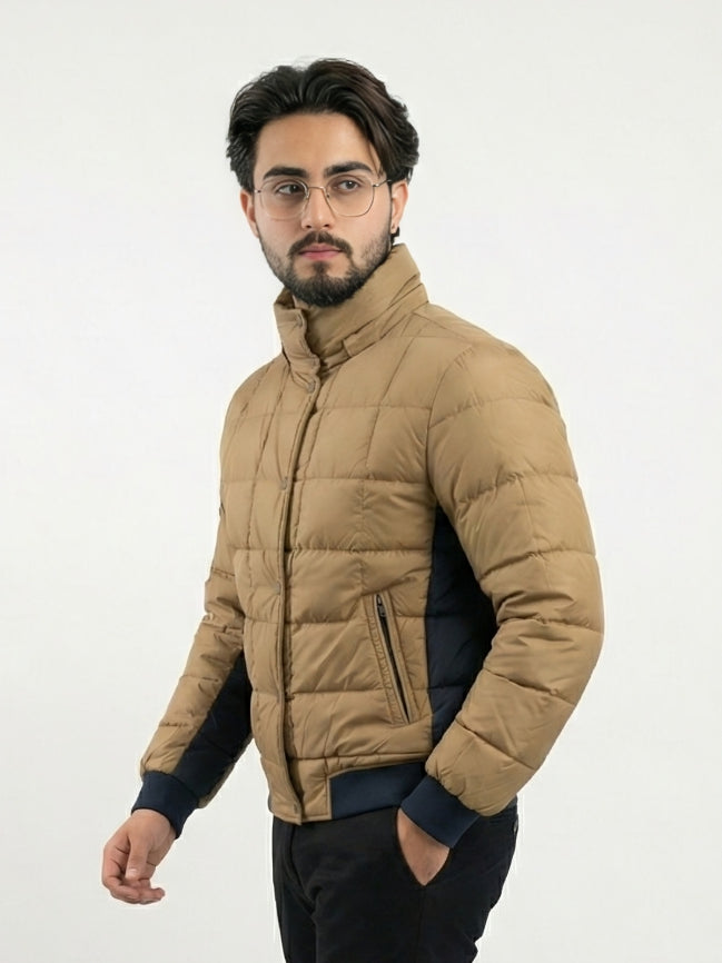 Men's Tan Quilted Puffer Jacket