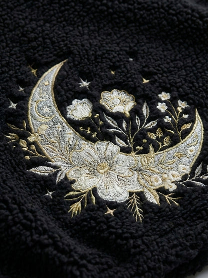 Women's STARLET Floral Crescent Crop Sherpa Hoodie