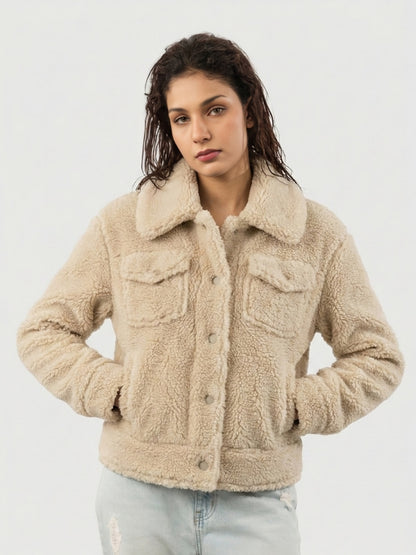 Women’s Plush Teddy Sherpa Trucker Jacket