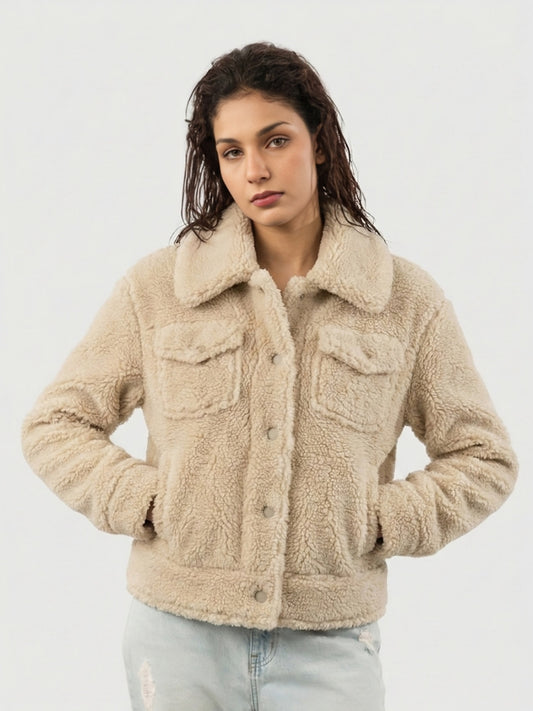 Women’s Plush Teddy Sherpa Trucker Jacket