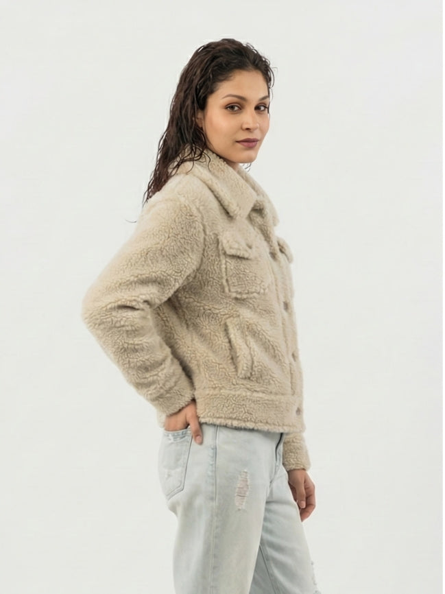 Women’s Plush Teddy Sherpa Trucker Jacket