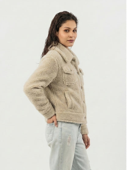 Women’s Plush Teddy Sherpa Trucker Jacket