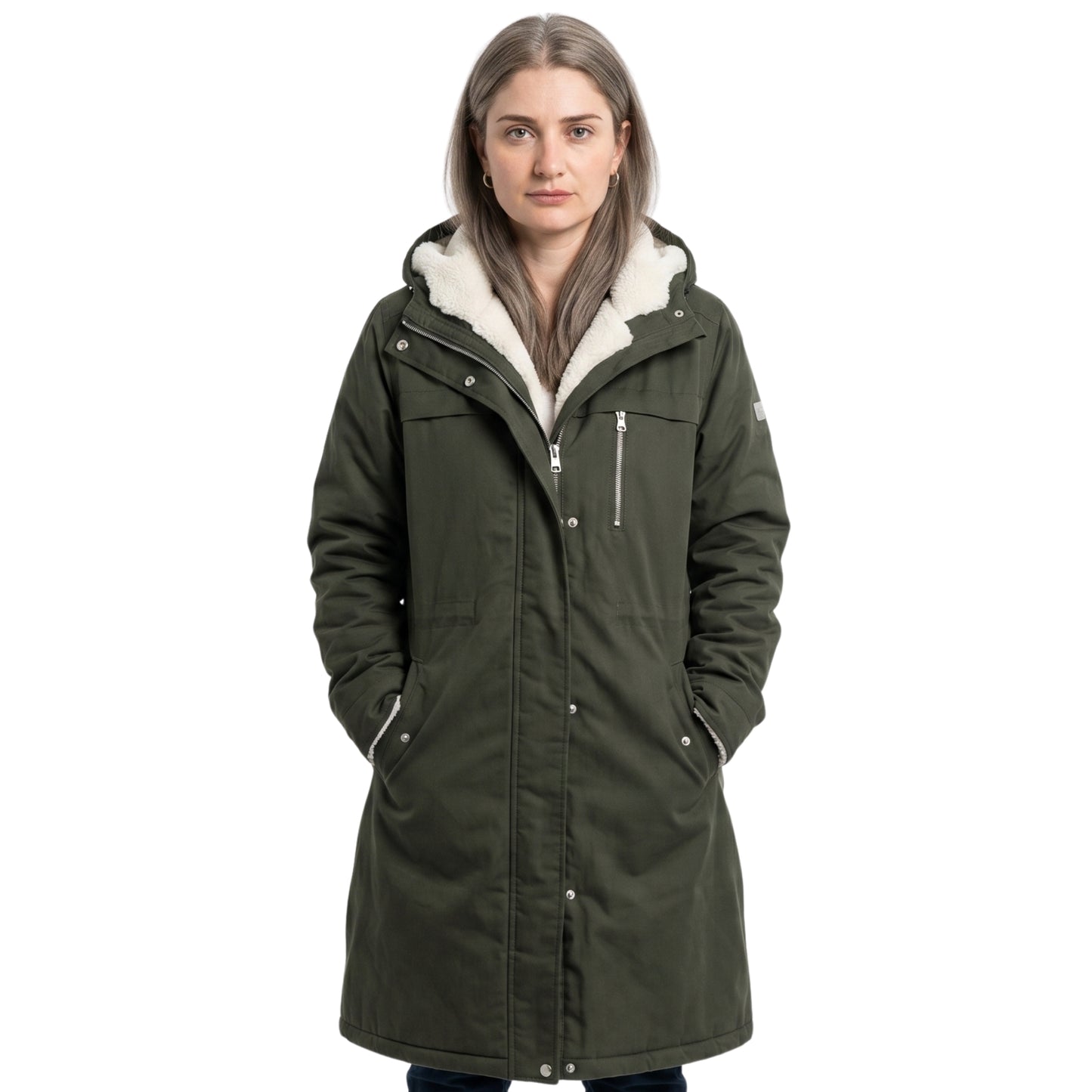 Eve Hewson Flora and Son Green Shearling Coat