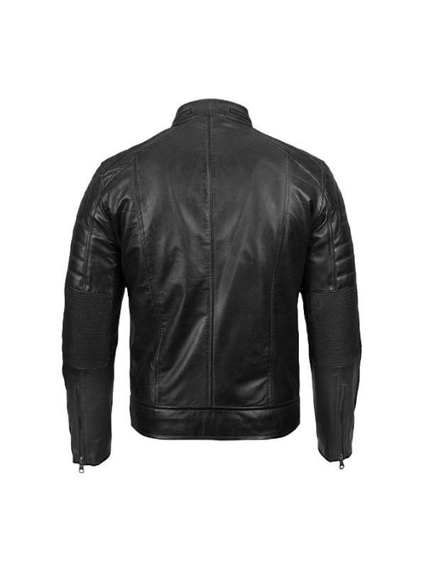 Men's Black Café Racer Real Lambskin Long Sleeves Biker Jacket