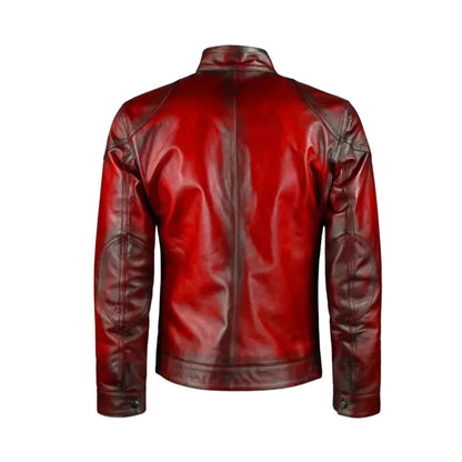 Red Biker Café Racer Genuine Leather Jacket – Classic Motorcycle Riding Style