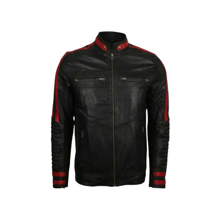 Café Racer Black Biker Leather Jacket – Classic Motorcycle Riding Gear