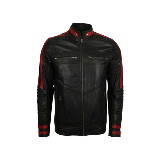 Café Racer Black Biker Leather Jacket – Classic Motorcycle Riding Gear