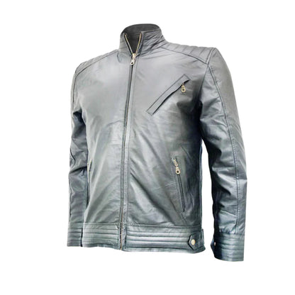Grey Biker Leather Jacket – Stylish Motorcycle Riding Outerwear Jacket