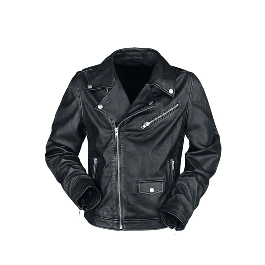 Black Biker Valve Leather Jacket – Classic Motorcycle Riding Style