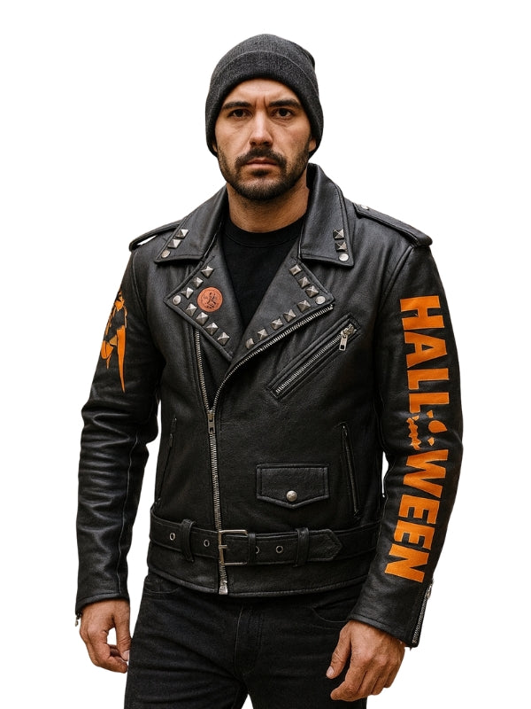 Halloween Costume Biker Jacket – Classic Black Leather
