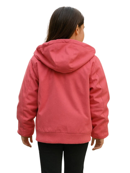 Girls insulated Real Cotton Front Zipper Lined Hooded Active Pink Jacket