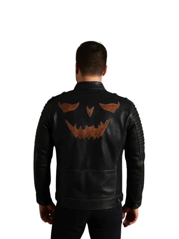 Men's Handmade Vintage Halloween Leather Jacket for Halloween