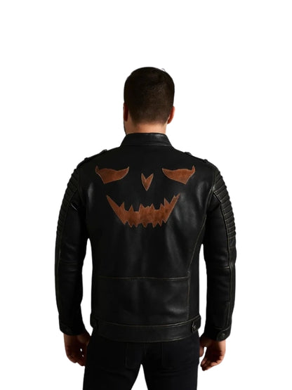 Men's Handmade Vintage Halloween Leather Jacket for Halloween