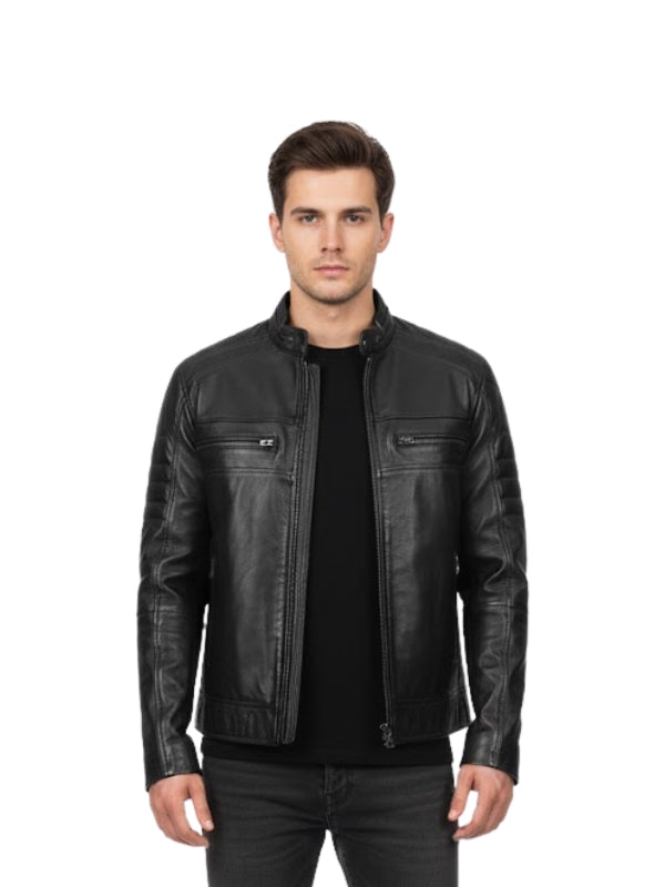 Men's Black Café Racer Biker Jacket