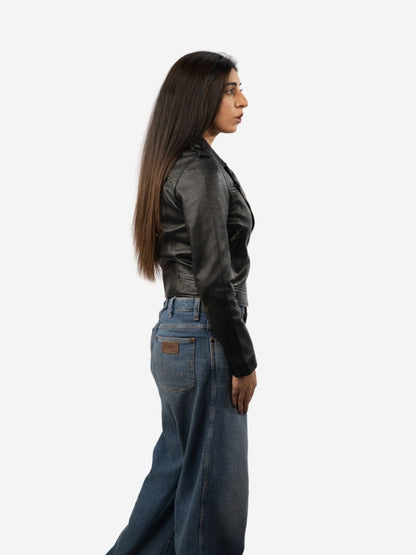 Women’s Classic Black Leather Biker Jacket