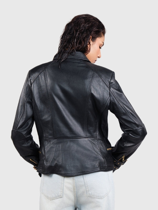 Women’s Premium Black Biker Leather Jacket